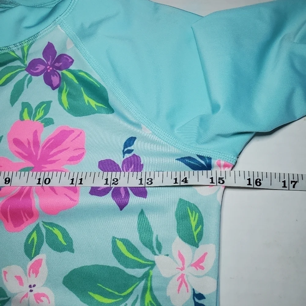 Lands' End Long Sleeve Floral Print Swim Shirt Girl's Size L (10-12)